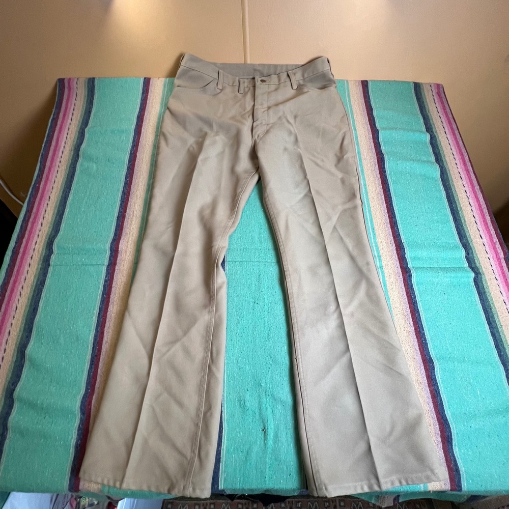 Wrangler Flare Leg Jeans Mens 35x31 Tan Vintage Western Twill Trousers Scovill